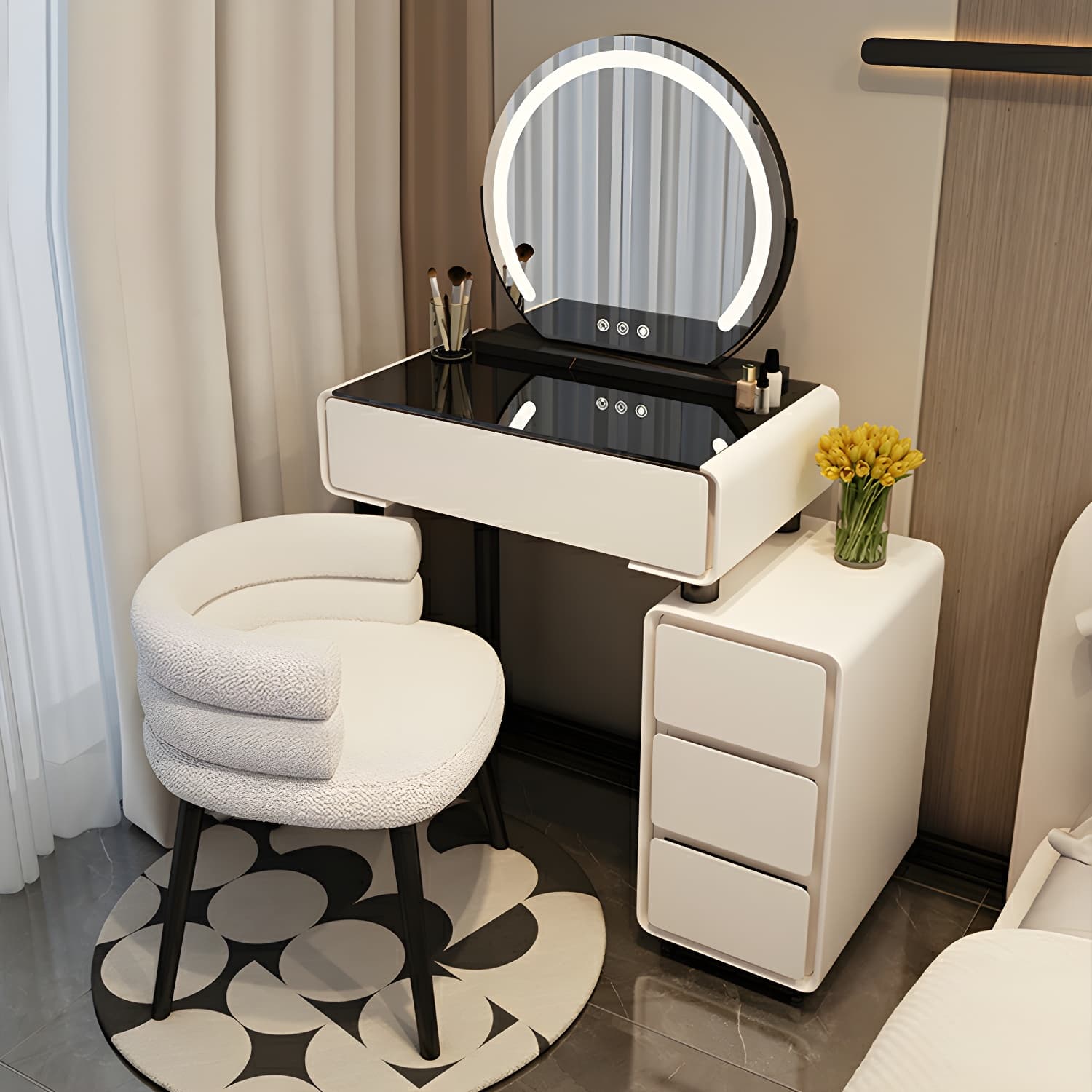 Solid Wood Stylish Makeup Vanity Set with Drawers in Modern Style - image 3