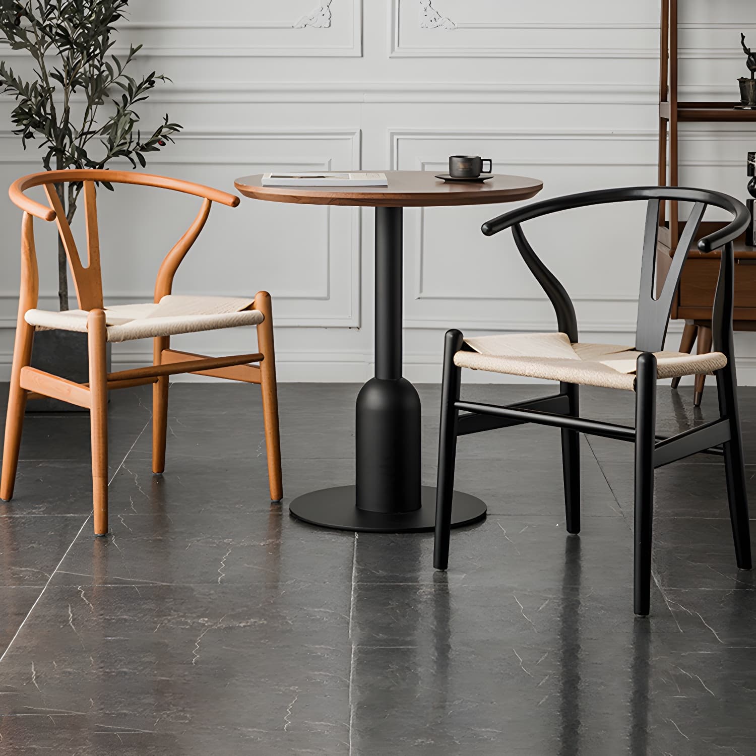 Scandinavian Wood Side Chair with Wishbone Back and Upholstered Seat for Kitchen & Dining - image 16
