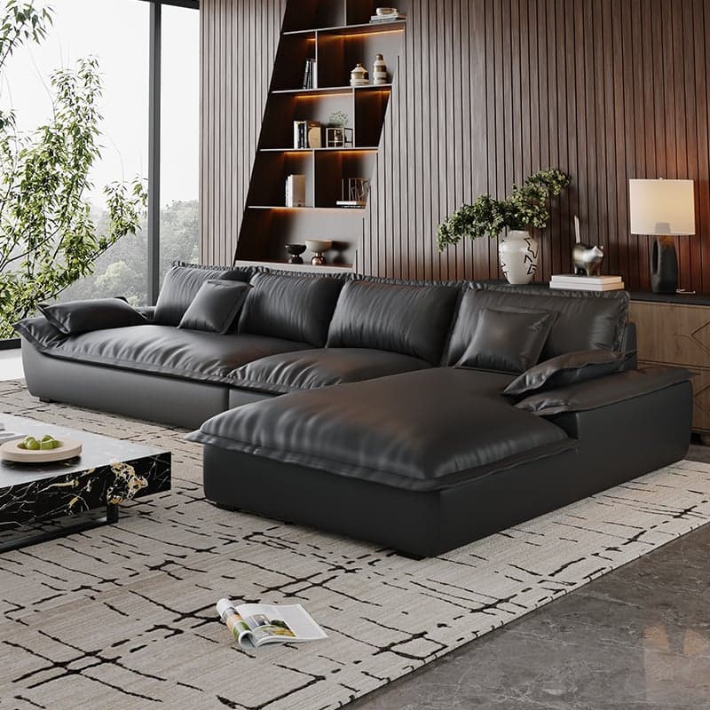 L-Shape Sofa Chaise with Dark/Cream/Cocoa Upholstery and Cotton Seat Fill - image 4