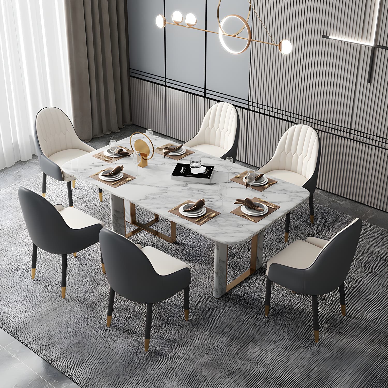 Faux Leather Dining Chairs Modern Parsons Arm Chair with Wood Legs - image 17