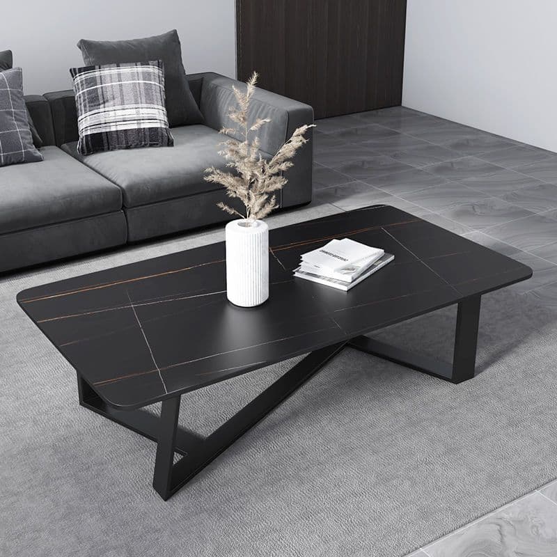 Funky Square Sintered Stone Coffee Table with X Base, Scratch-immune, and Single Set - image 7