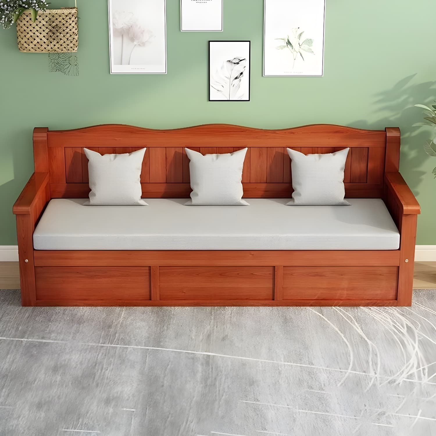 Gray Cotton and Linen Modern Sofa with Storage and Foam Cushioning - image 3