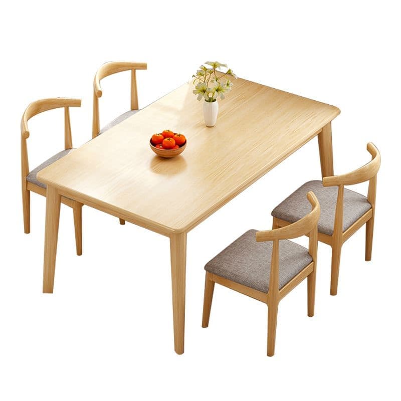 Rectangular Recycled Wood Dining Table Set with 4 Legs, Fixed Table, Padded Chair, Back Seat, 5-piece - image 6