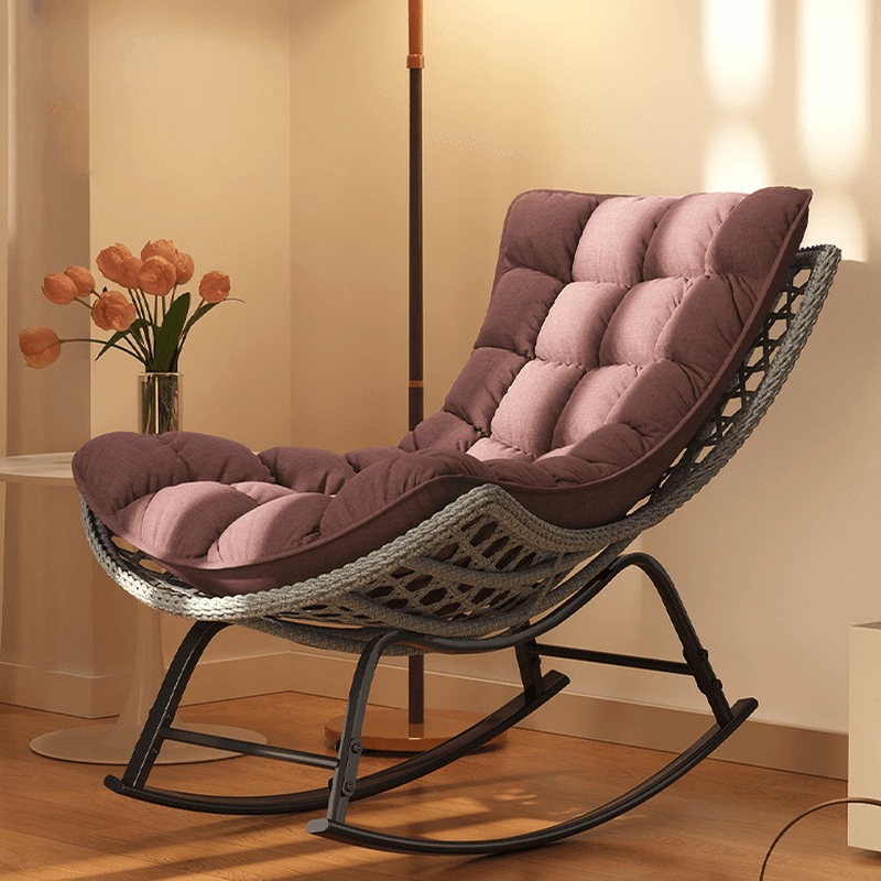 2 Piece Set/1 Piece Set Cushioned Rocking Chair with Ottoman in Resin with Rear in a Modern Simple Style