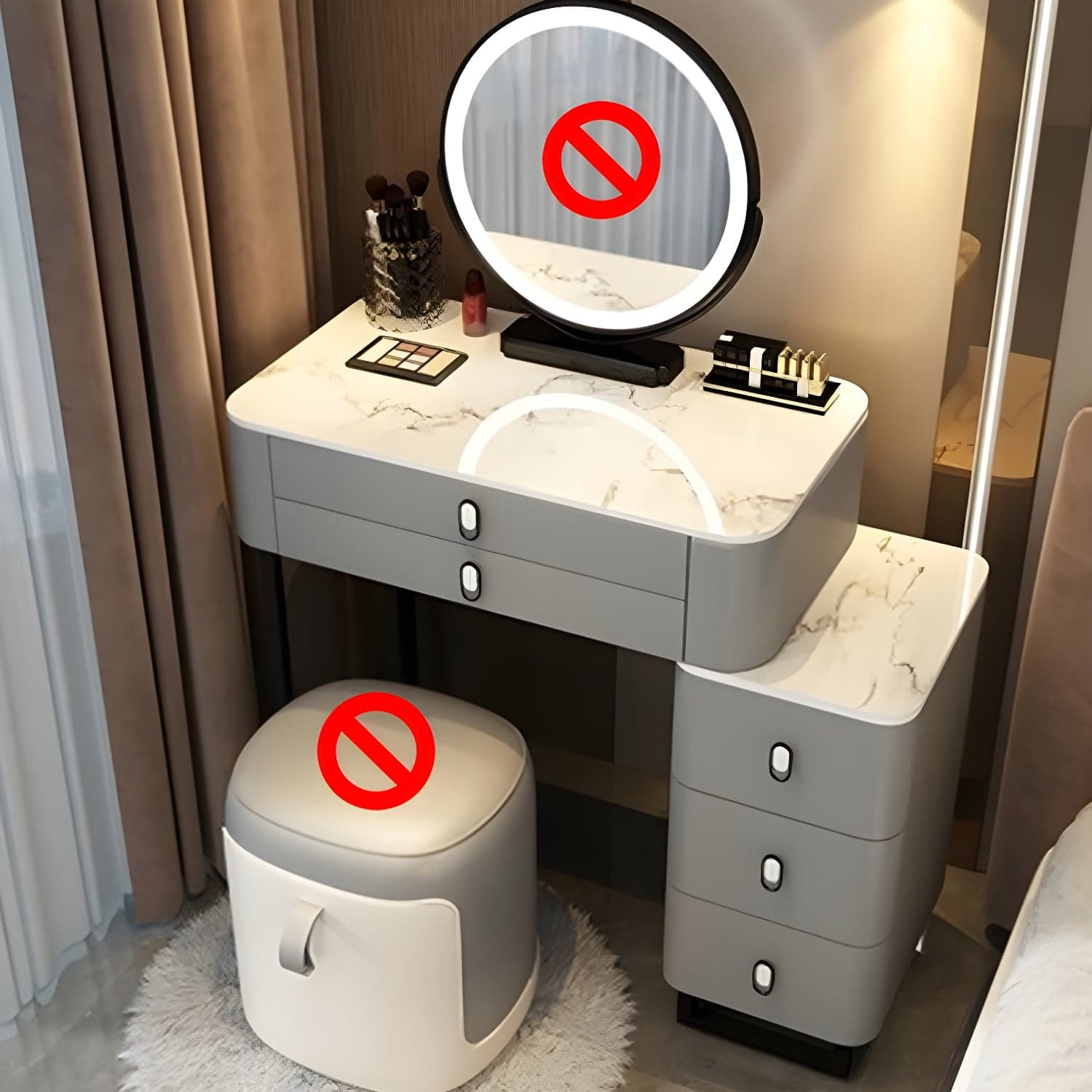 Contemporary Make-up Vanity with 5 Storage Drawers for Bedroom - image 3
