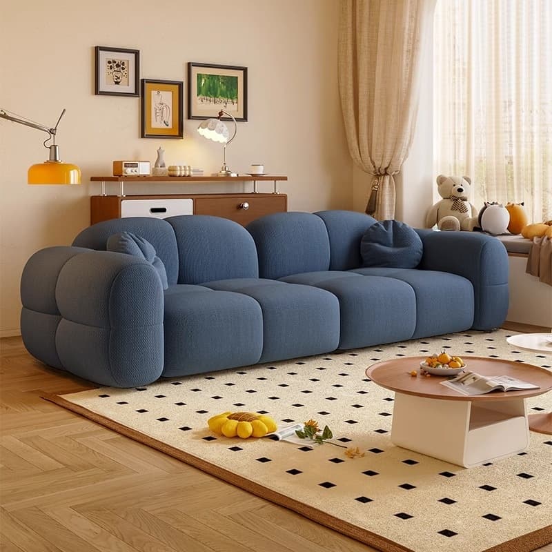 Trendy Solid Color Stain Resistant Loveseat in Light Gray/Olive Green/Beige for 2 People with 2 Pillows