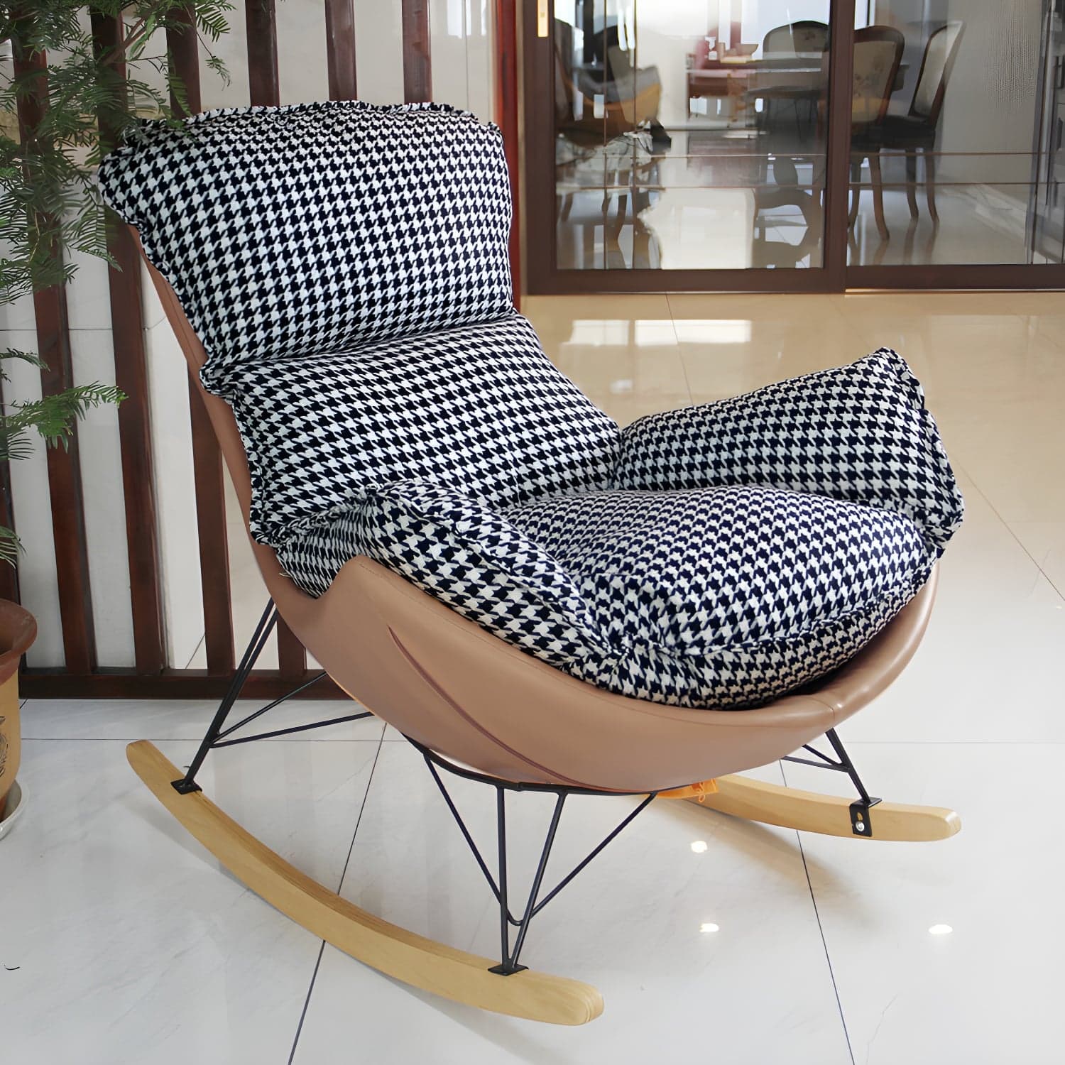 Modern Glider Chair Upholstered Removable Cushions Rocking Chair with Dark Legs - image 3