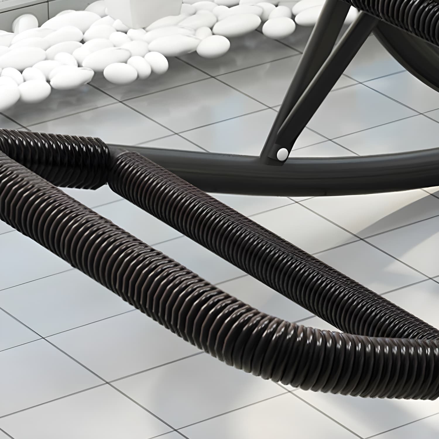 Modern Spindle Rattan Rocking Chair Metal Frame Wheel Handrail Design Rocker Chair - image 16