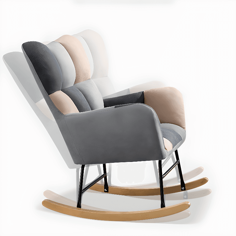 Modish Upholstered Cushioned Rocking Accent Chair 2 Piece Set with Footstool & Recessed Arm, Scratch-tolerant - image 16