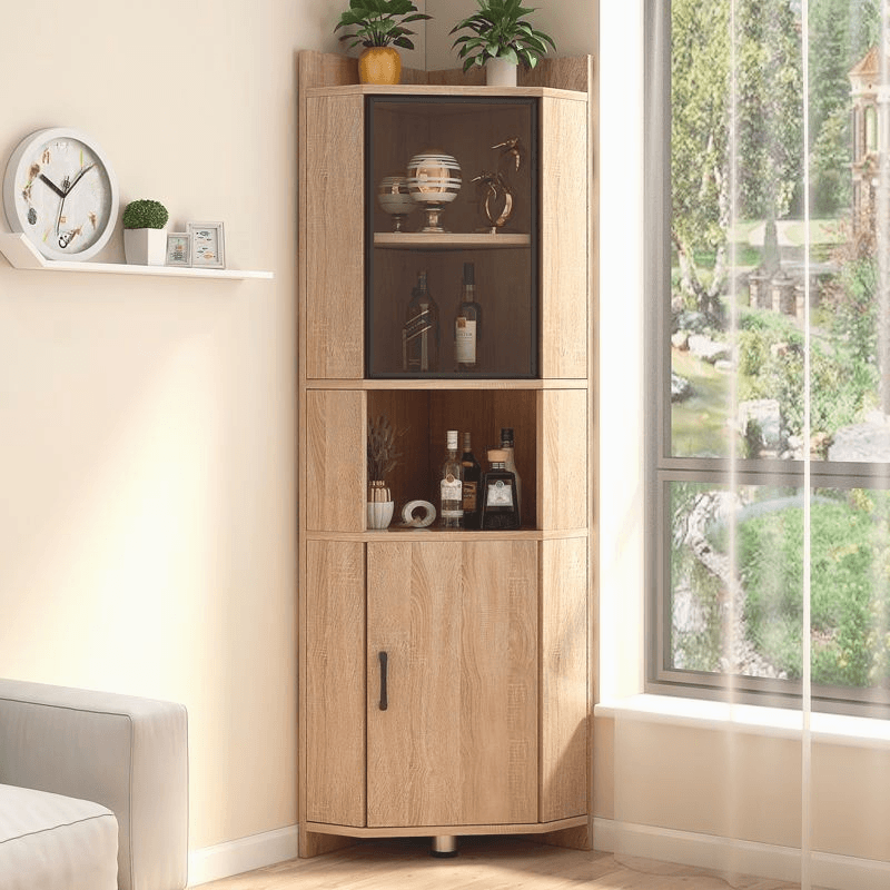 Gray/Wood Grain Unattached Accent Cabinet with Engineered Wood for Living Room - image 3