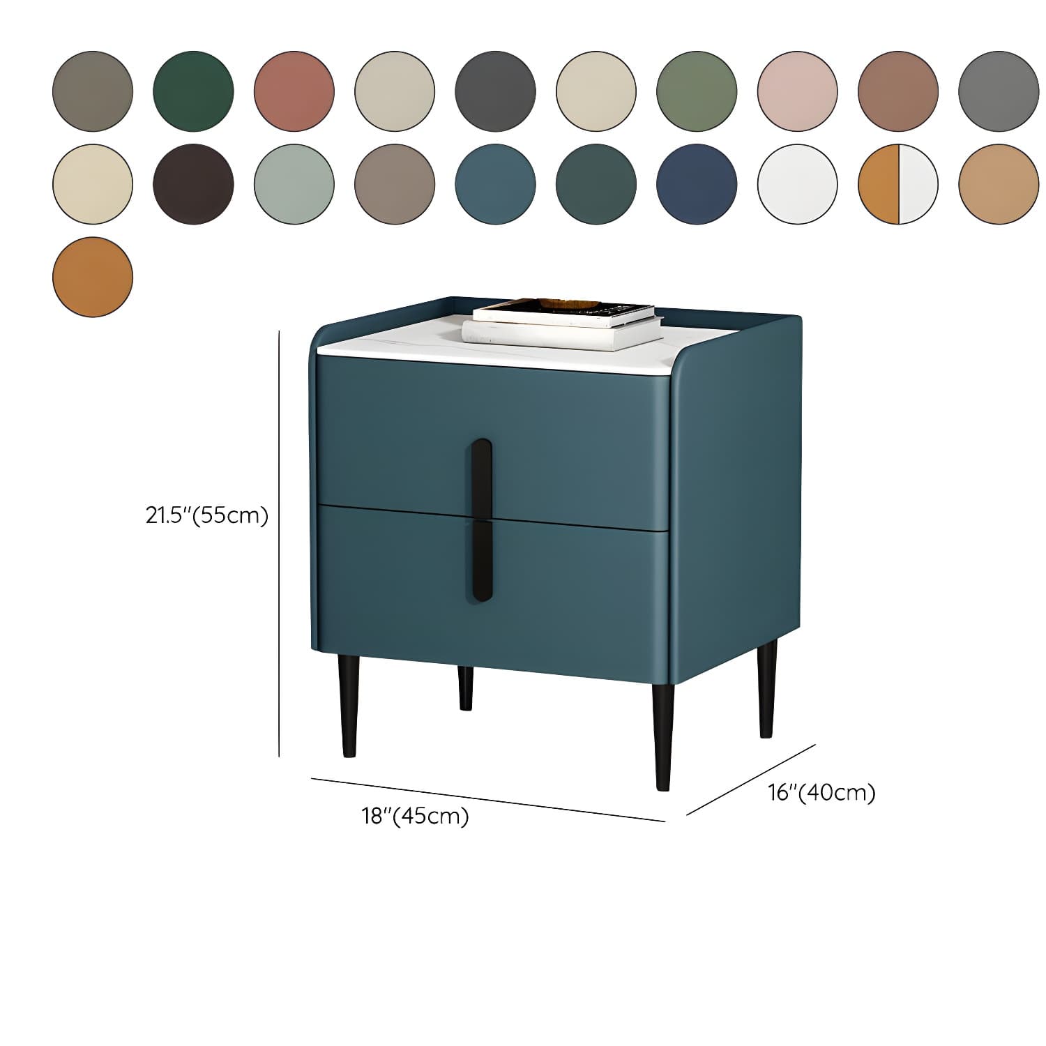 Stone Accent Table Nightstand Modern Bedside Cabinet for Bedroom - image 30