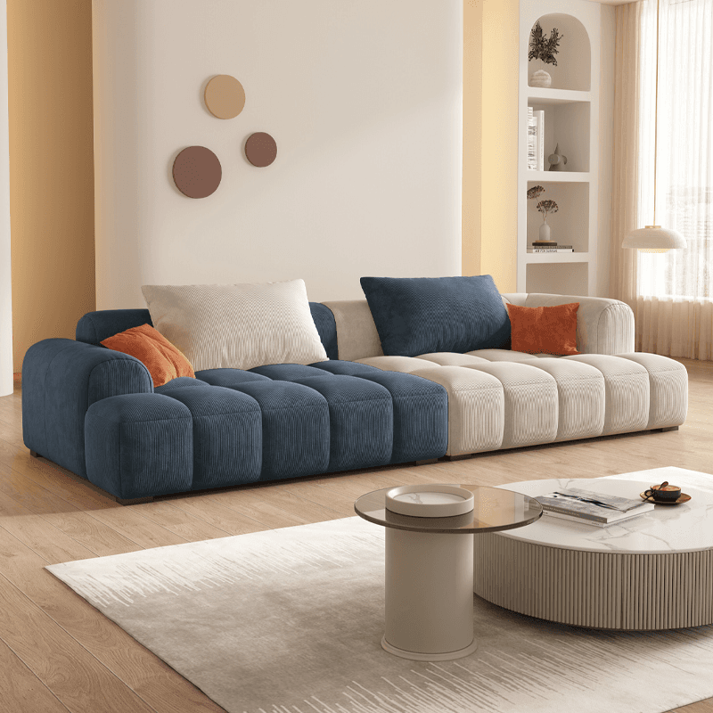 Grey/Lime Green/Ivory Sofa Couch with Concealed Support