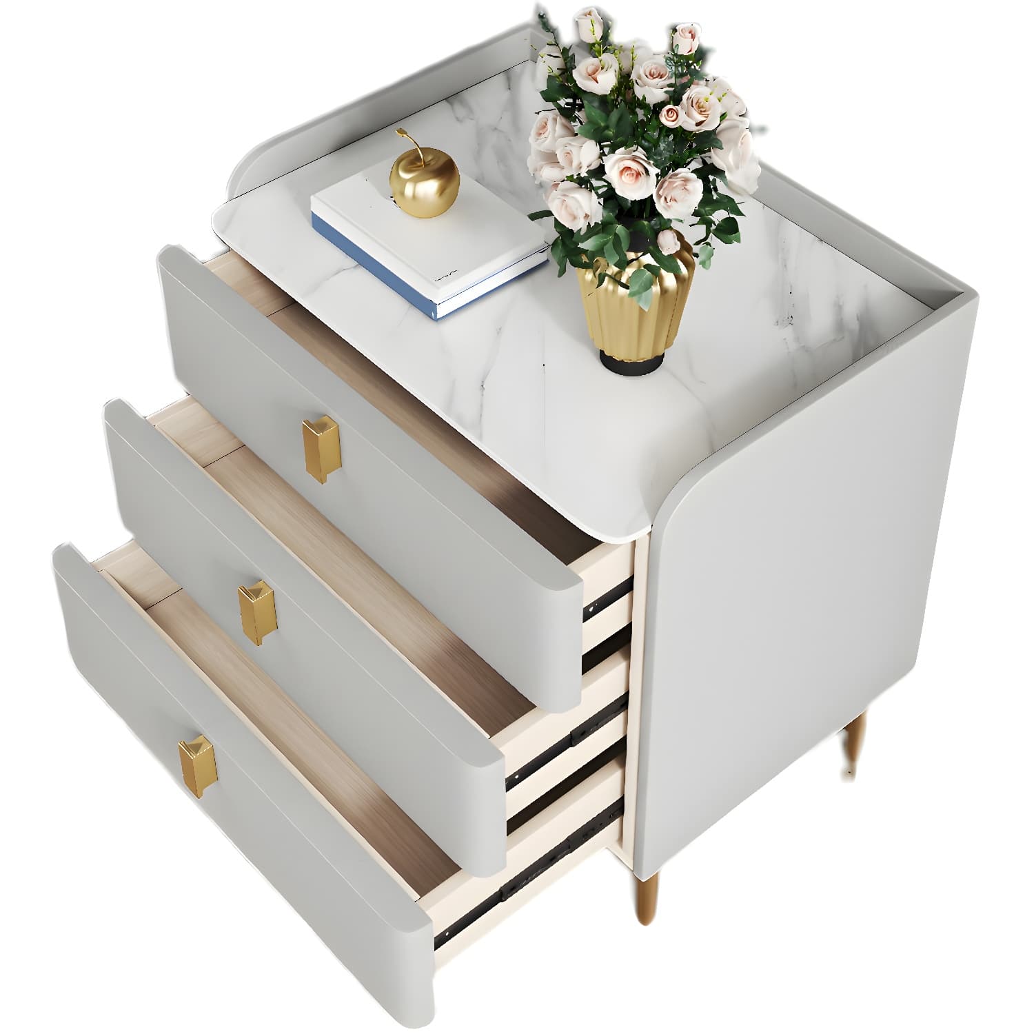 Contemporary Drawer Storage Bed Nightstand Wooden Night Table for Bedroom - image 17