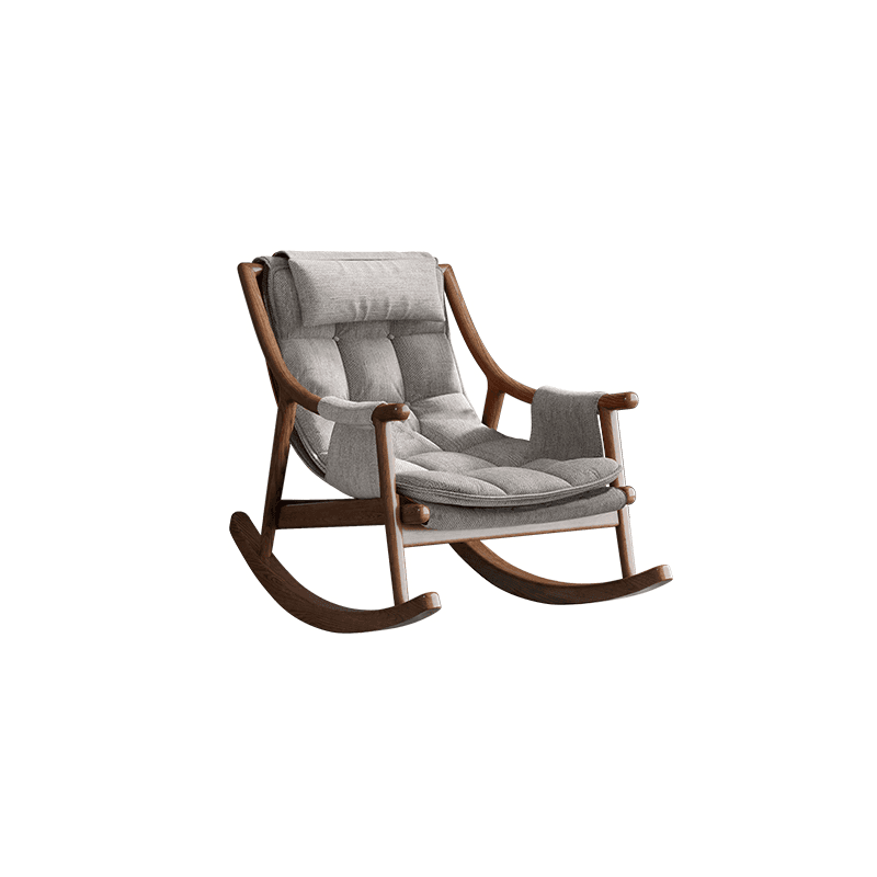 Simple Upholstered Rocking Chair with Ottoman, Scratch-tolerant Padded Track Arm, 2 Piece Set - image 3
