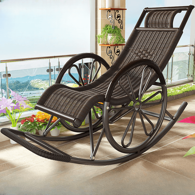 Simple Scratch-tolerant Cane Porch Rocker with Round Arm - image 12