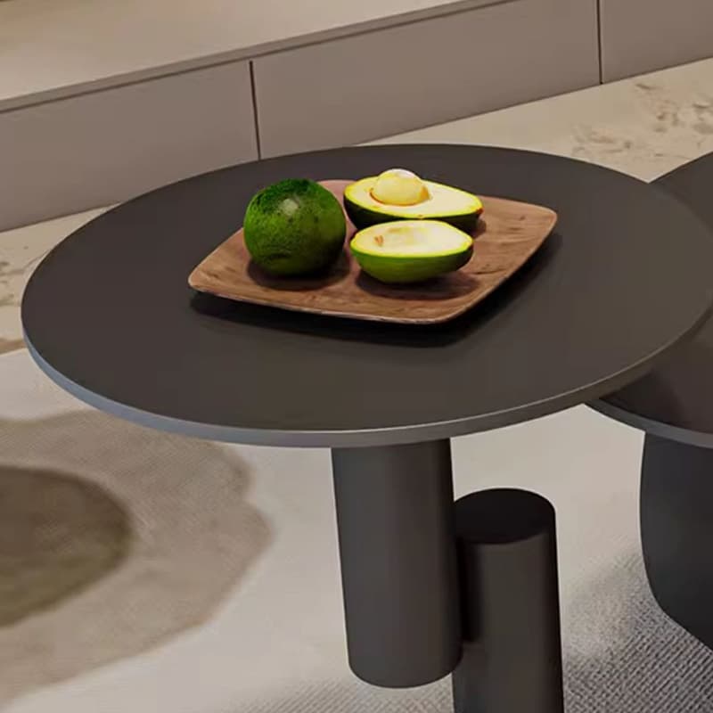 Modern Oval Stone Top Coffee Table, Abstract Iron Base, Scratch Resistant - image 11