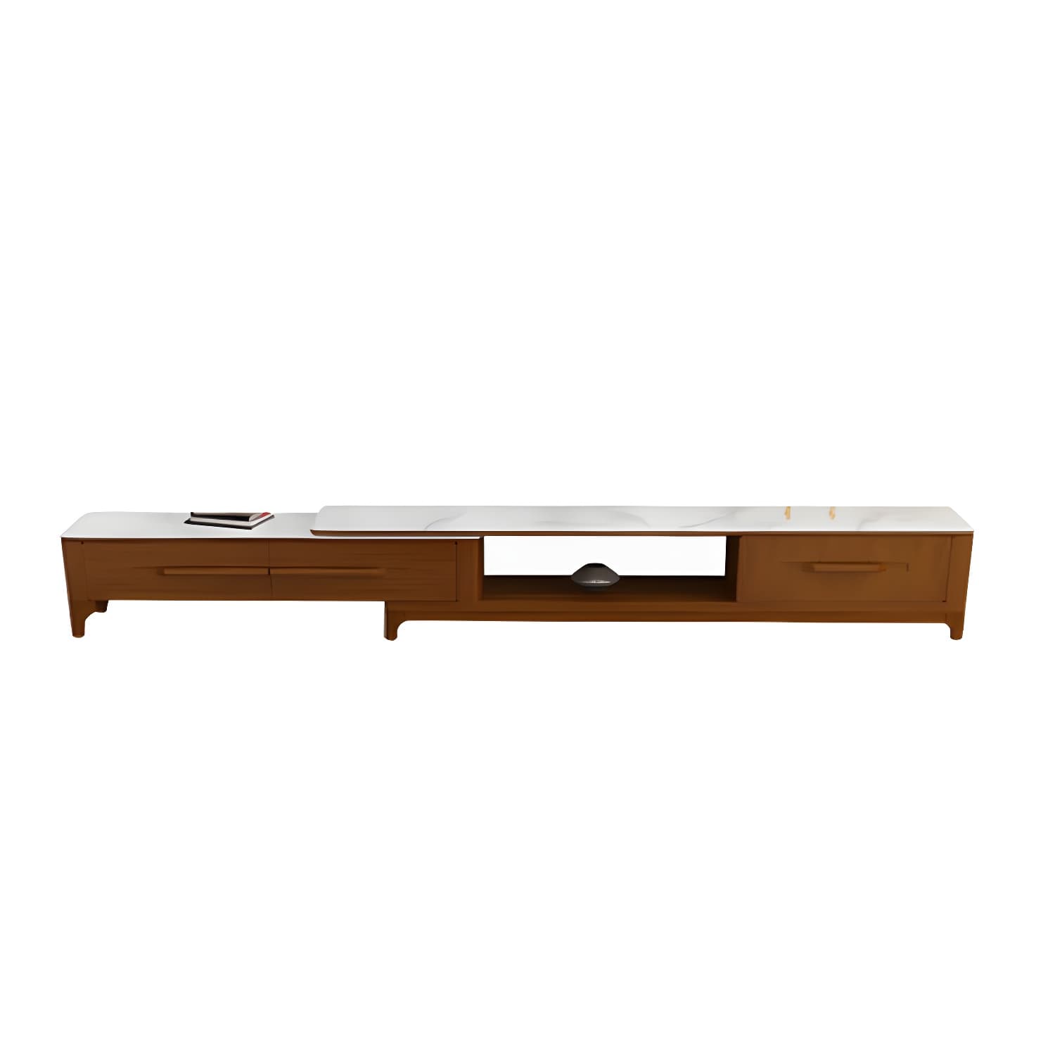 2 Drawers TV Console Modern Stone Media Console with Splayed Wooden Legs - image 8