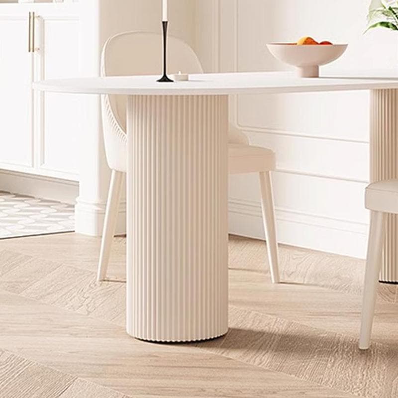 White Stone Surface 75cm Modern Kitchen & Dining Table with Metal Legs - image 3