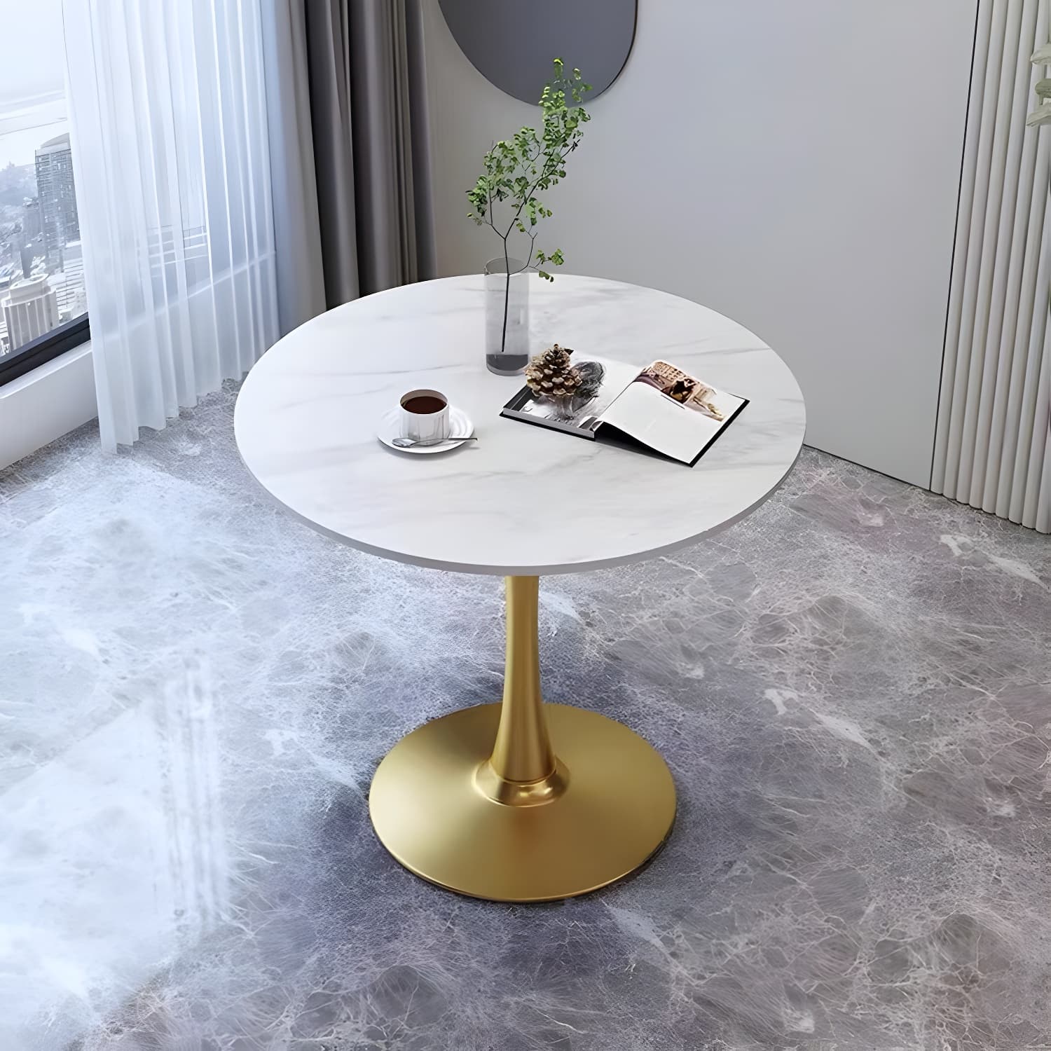 Contemporary Round Dining Table Sintered Stone Dining Table for Dining Room - image 13
