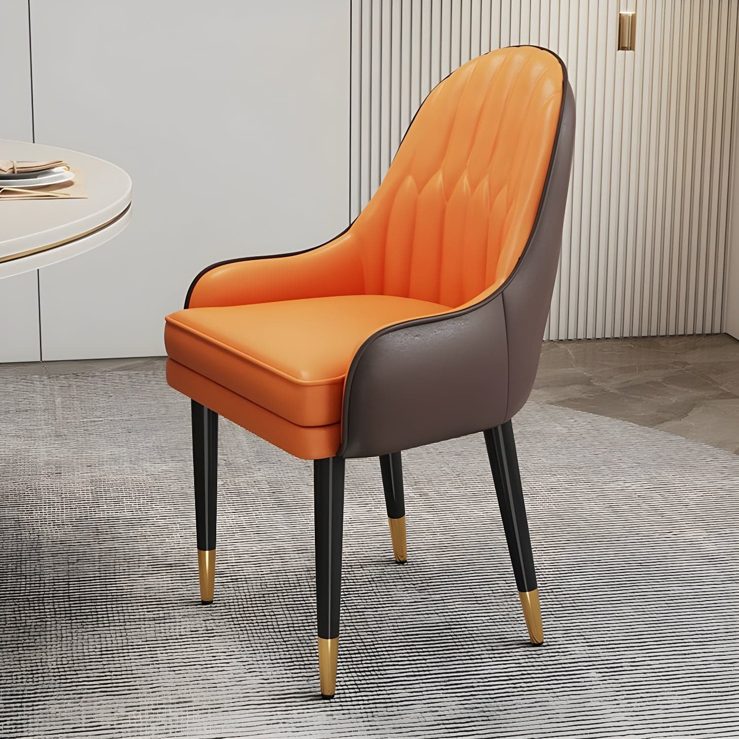 Glam Arm Chair with Upholstered Faux Leather, Solid Back, and Metal Legs - image 8