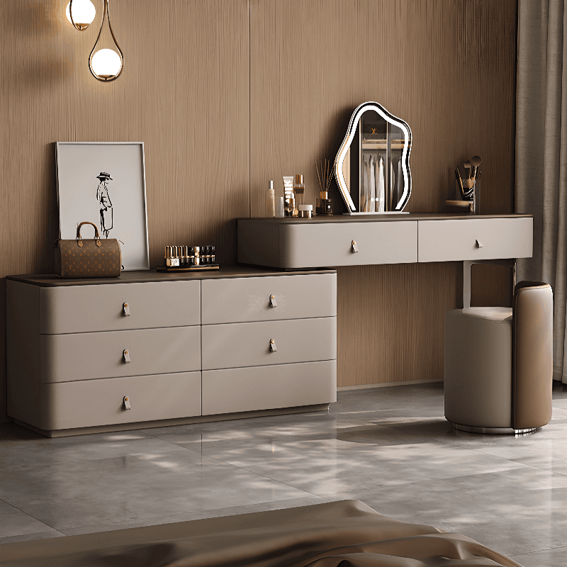 Tan Vanity Set with Scalable Telescopic and Push-Pull Features
