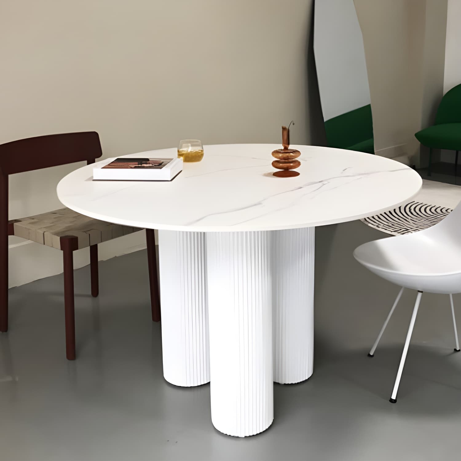 Modern Casual Dining Table Round Top Dinner Table Kitchen Home - image 3