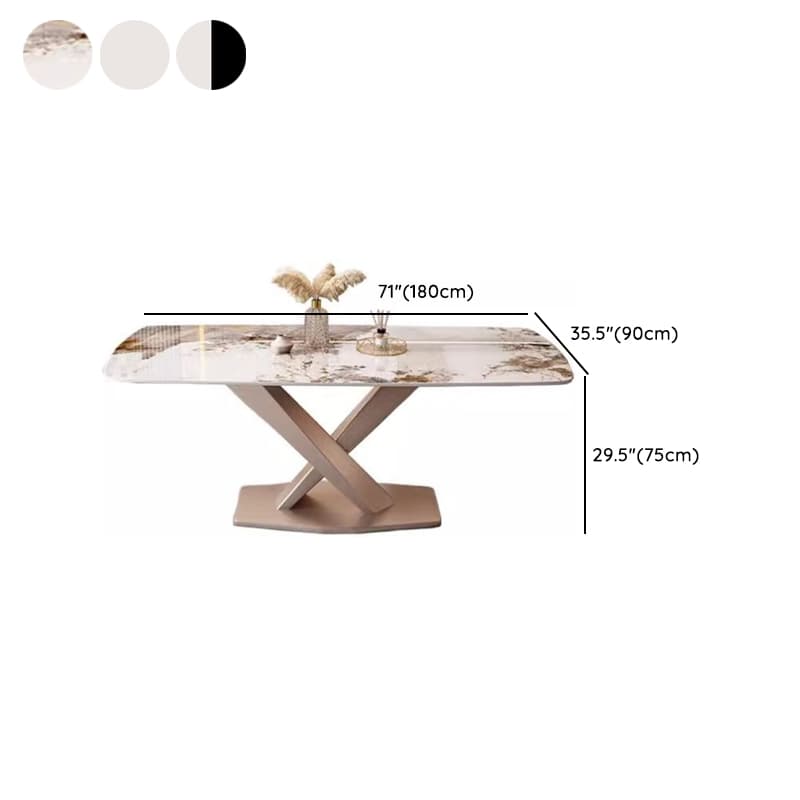 Modern Rectangle Slate Dining Table Set with Pedestal Base and Fixed Mechanism - image 11
