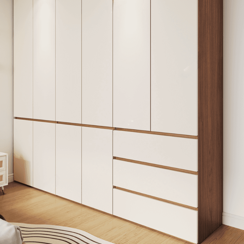 White Minimalist Manufactured Wood Independent Wardrobe Closet with Soft Close Drawer, Soft Close Door, and Interior Shelves - image 4