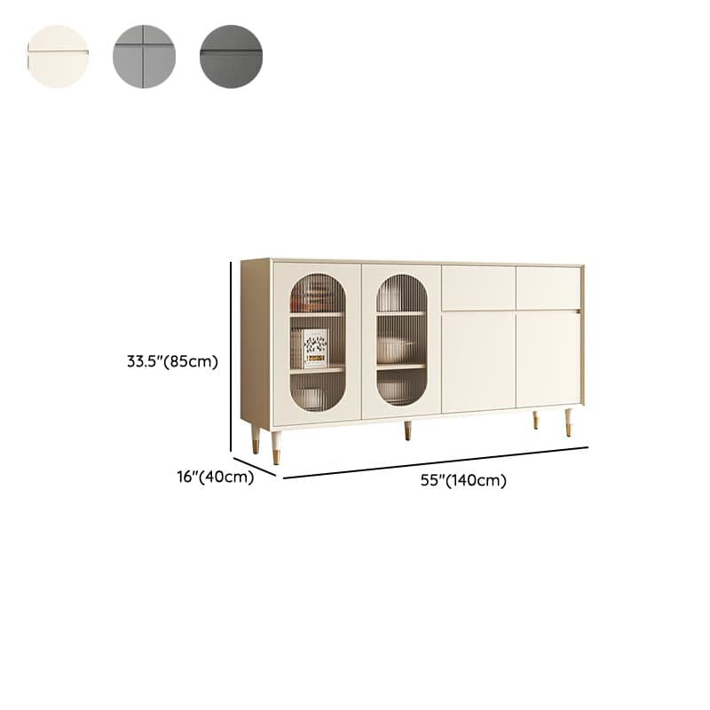 Wood Glam Sideboard Credenza with Glass Doors and Drawers, 40cm Overall Width, 85cm Overall Height - image 18