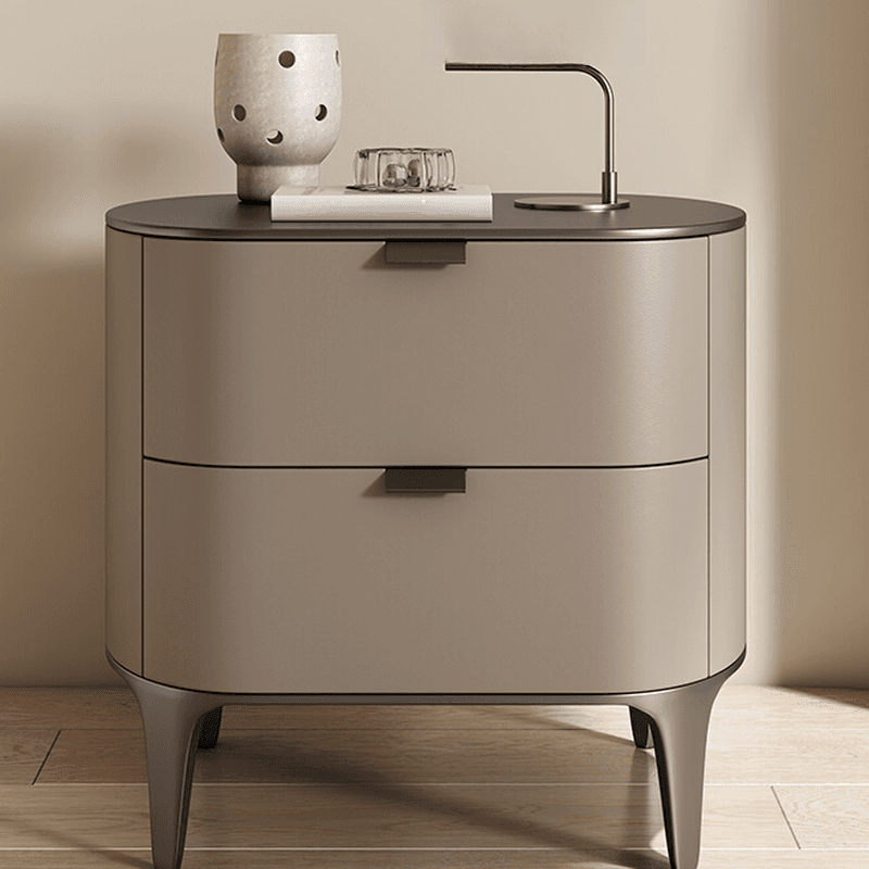 Stylish Drawer Storage Nightstand with 2 Drawers, Lumber Countertop, and Leg - image 11