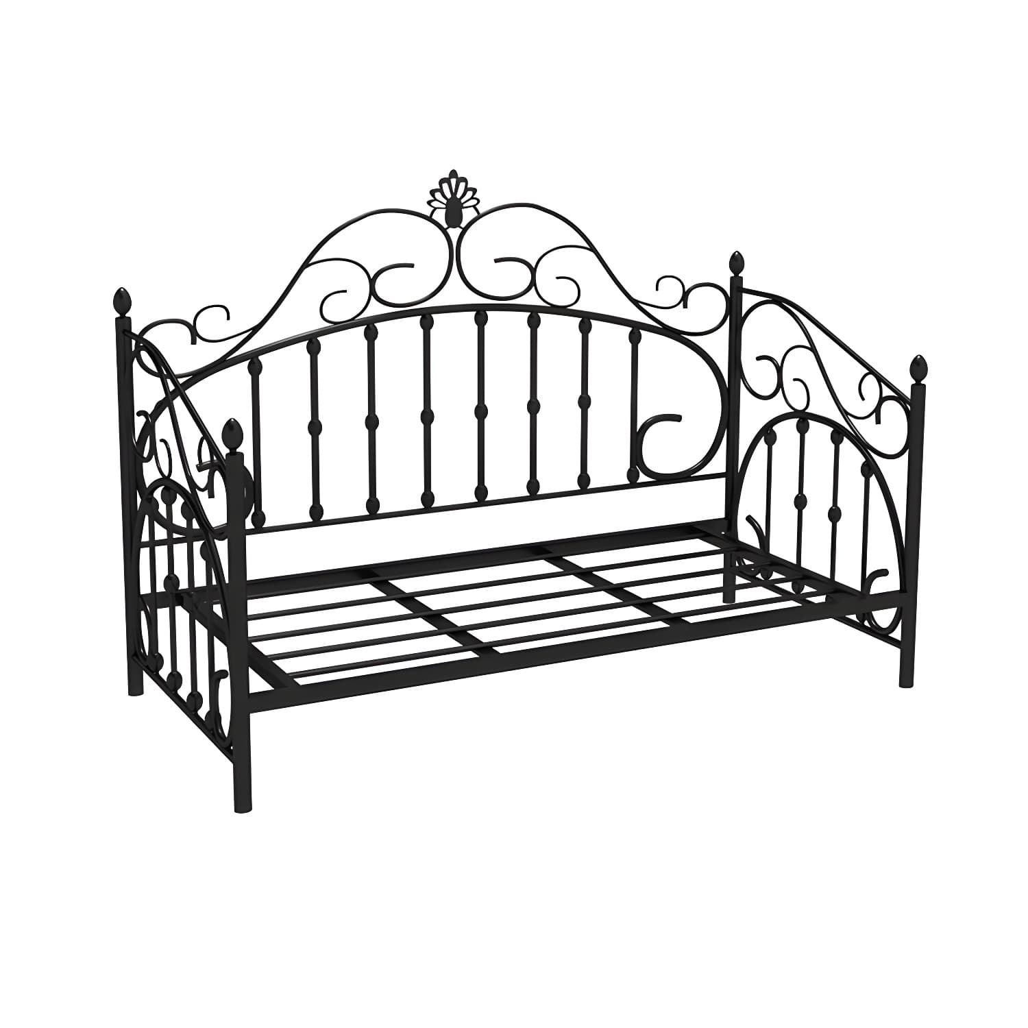 Luxurious Open-Frame Bed 45.28-inch High Metal Child's Bed with Headboard - image 5