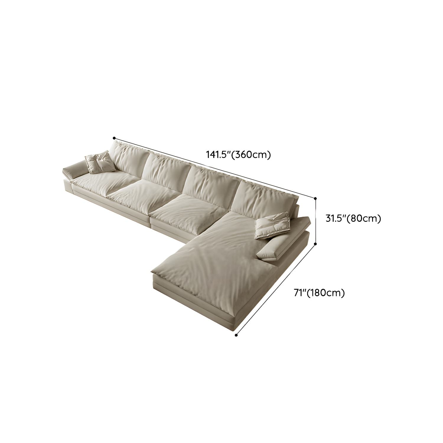 Beige Stationary Modern Sectional Sofa with Pillow Top Arm and Cushion Back - image 22
