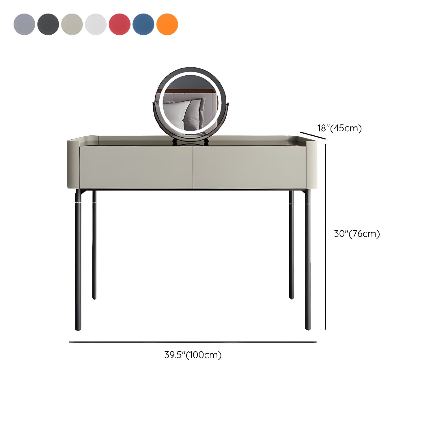 Modern Wooden Makeup Vanity with Glass Table Top & Drawers & Jewelry Storage - image 16