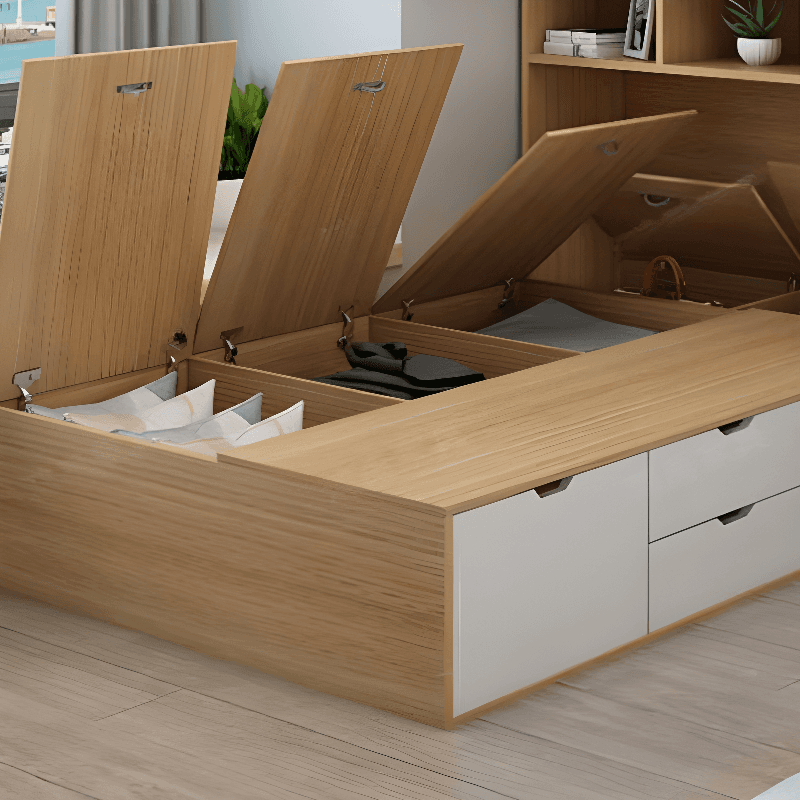 Natural Color Solid Color Storage Included with 4 Storage Boxes and Wardrobe for Bedroom - image 7