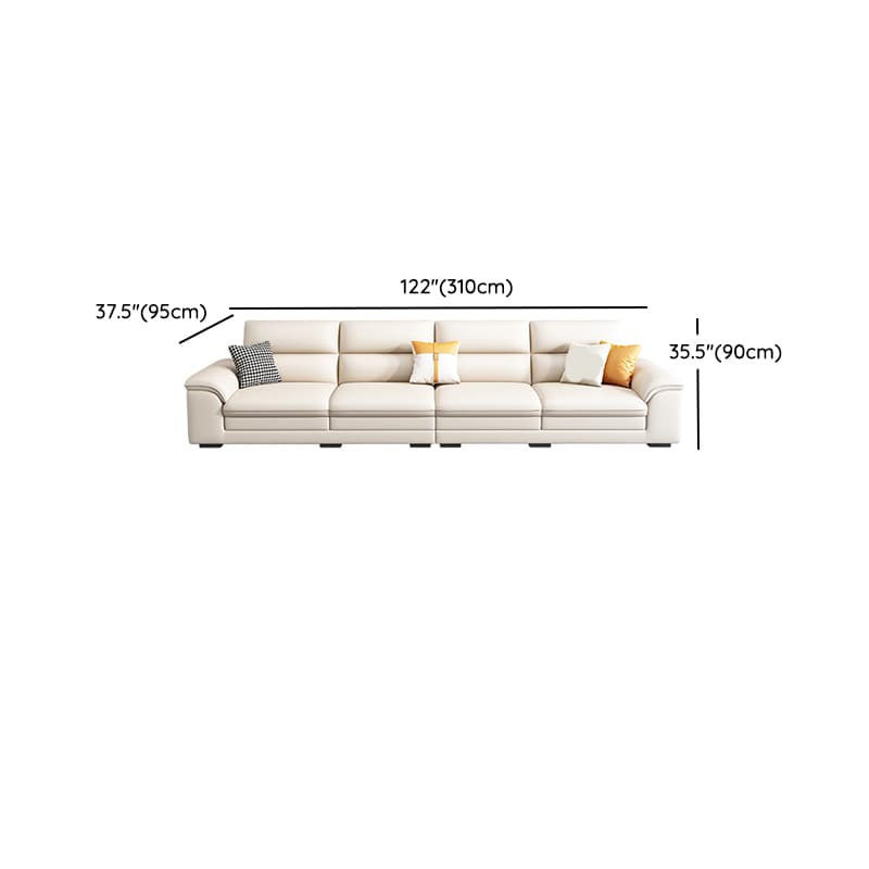 Standard Genuine Leather Sectional, Pillow Top Arm, Cushion Back, Beige, Birch Wood - image 16