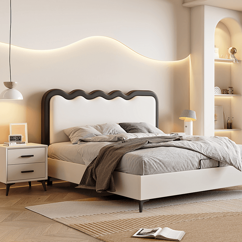 Modern Simple Style Panel Headboard in Natural Wood for California King/King/Queen Bed with No Distressing, Sponge Upholstery Fill, Free-standing Standard Installation, and Standard Height - image 7