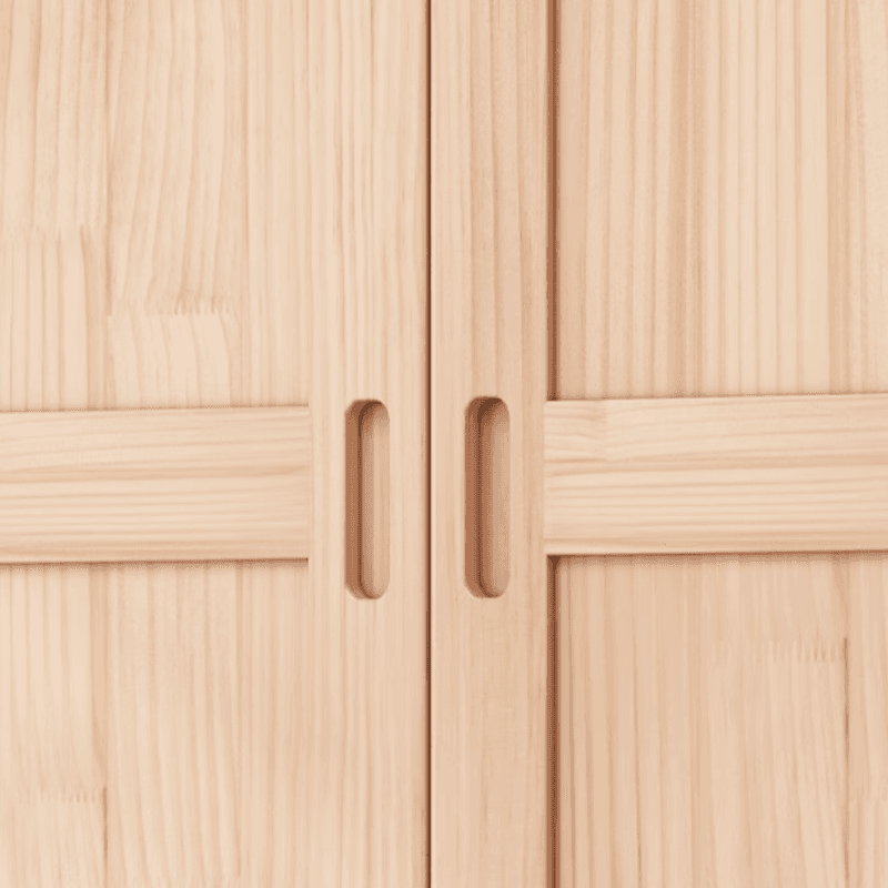 Modish Natural Color Reclaimed Wood Wardrobe Armoire with Soft Close Drawer, Soft Close Door - image 5