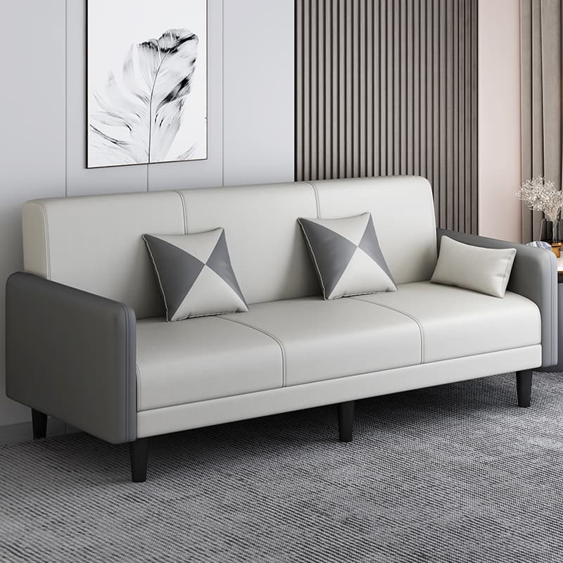 Convertible Sofa in Gray/Cerulean/Off-White with Armrest and 3 Pillows - image 11