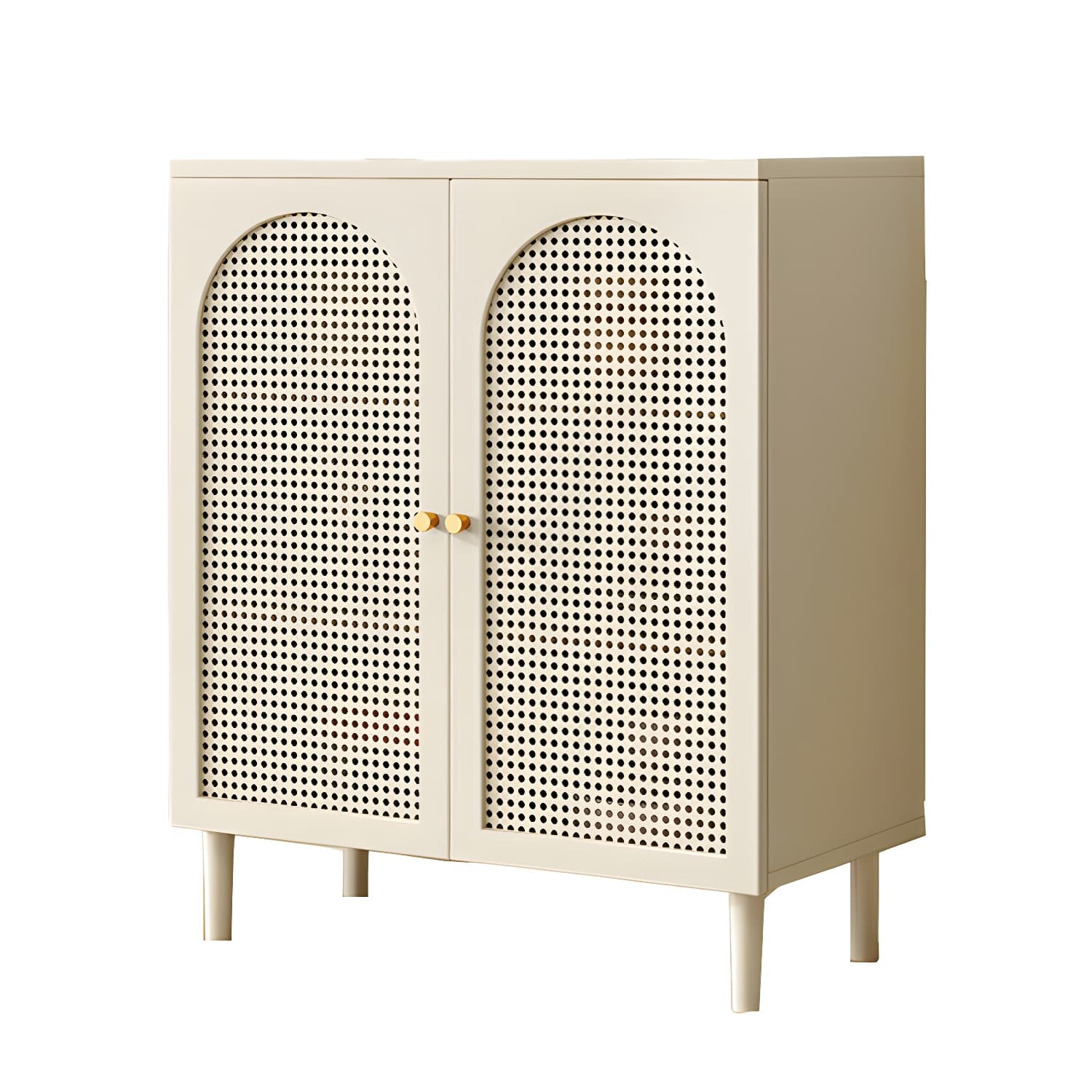 Modern White Engineered Wood Shelves Included Sideboard with Cabinets and Doors - image 5