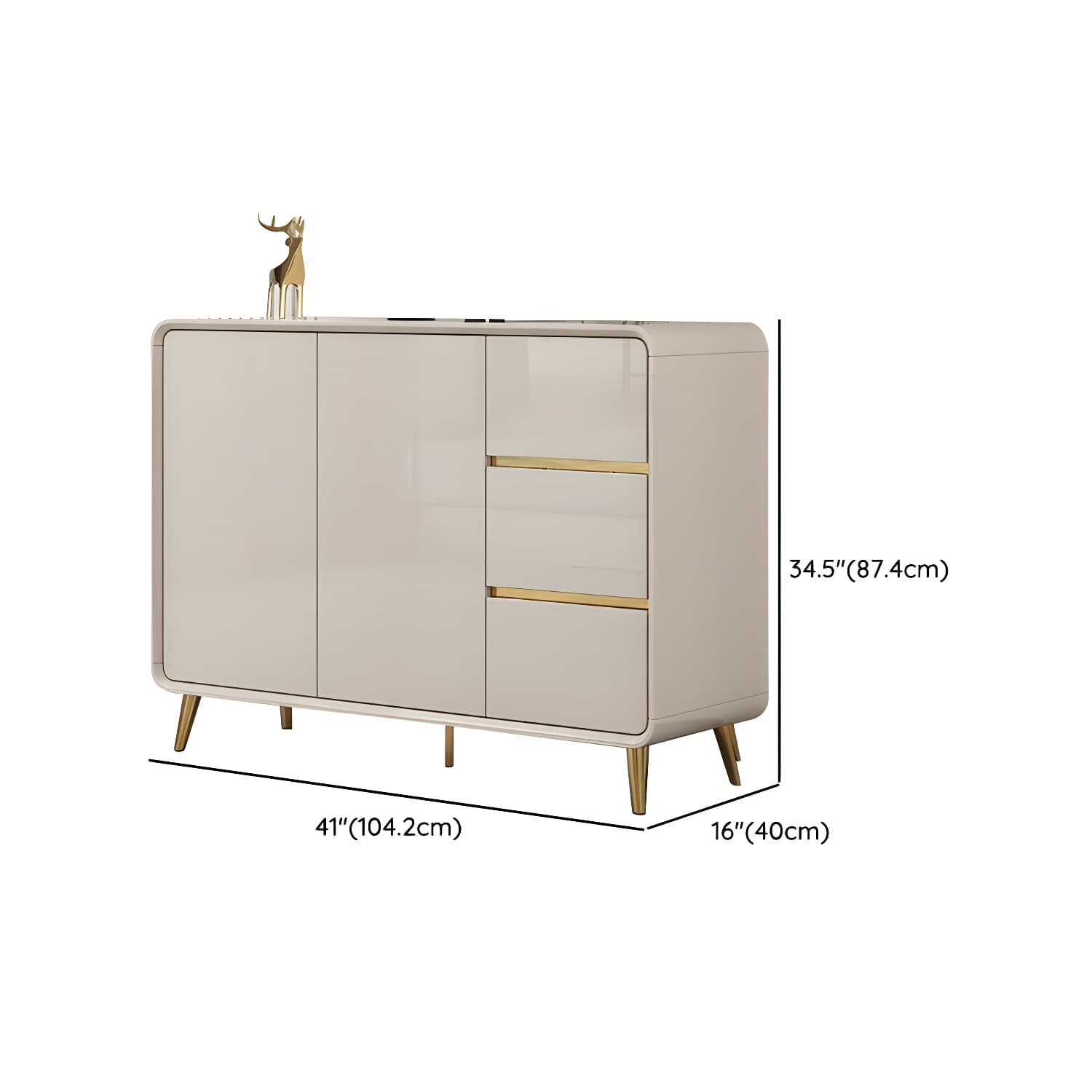 White Glam Sideboard Credenza with Adjustable Shelving and 3 Drawers - image 18