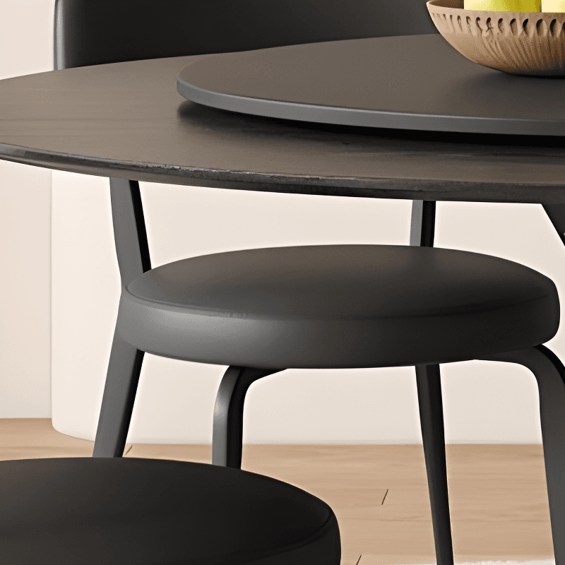 Circular Slate Dining Table Set with Stump Base, Back Seats for 6 or 4, in Espresso - image 4