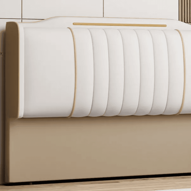 Modish No Distressing Pine Wood Panel Headboard with Camelback Shape for Queen/Full/Twin XL Bed, Featuring Sponge Upholstery and Standard Height - image 11