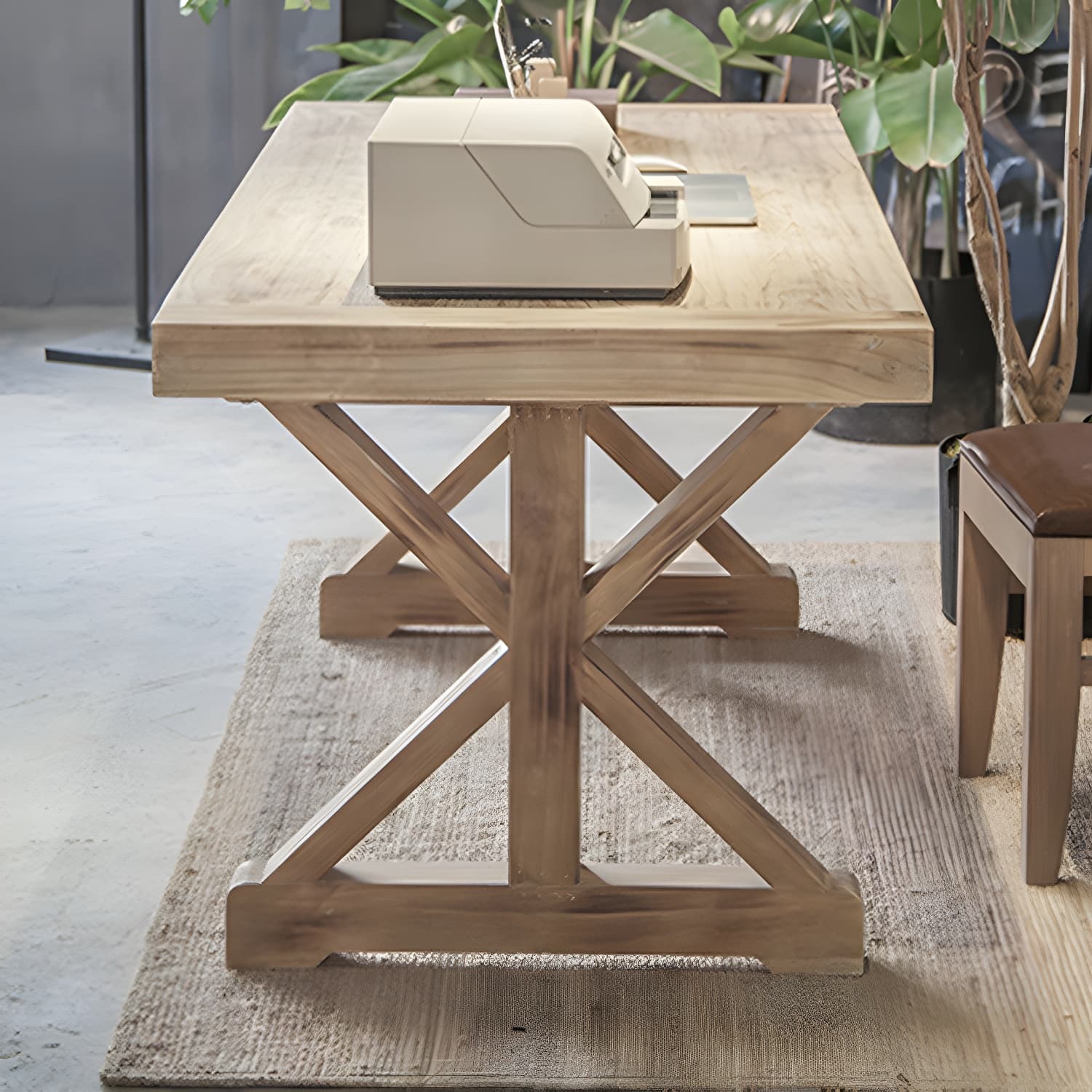 Distressed Pine Wood Dining Set 1/2 Pieces Industrial Dinette Set for Home