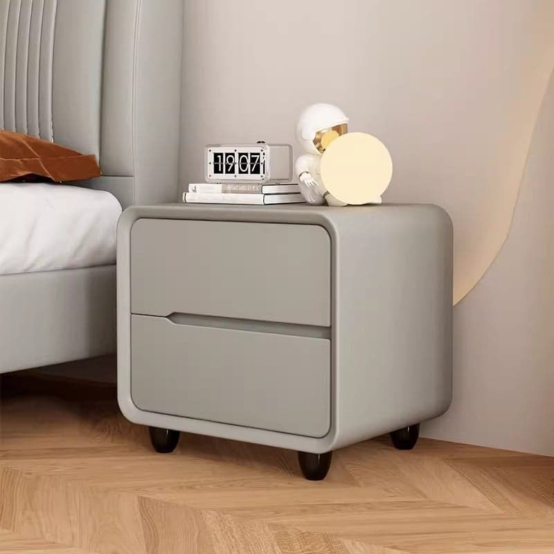 Organic Modern 2 Tiers Nightstand With Drawer Organization Featuring Pleather Countertop - image 9