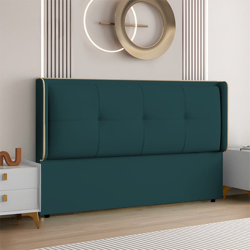 Simplistic Wingback Headboard with No Distressing, Piled Tufted Rectangular Design for Queen Bed, Featuring Sponge Upholstery and Standard Height - image 4
