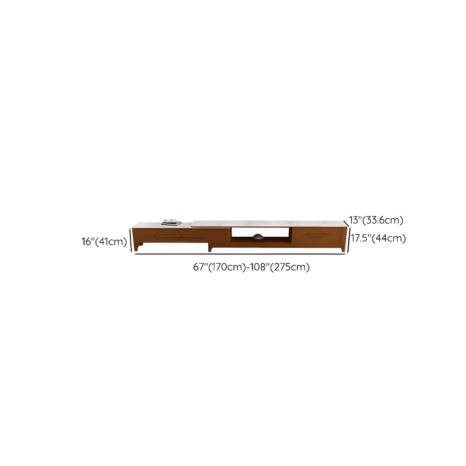 2 Drawers TV Console Modern Stone Media Console with Splayed Wooden Legs - image 15