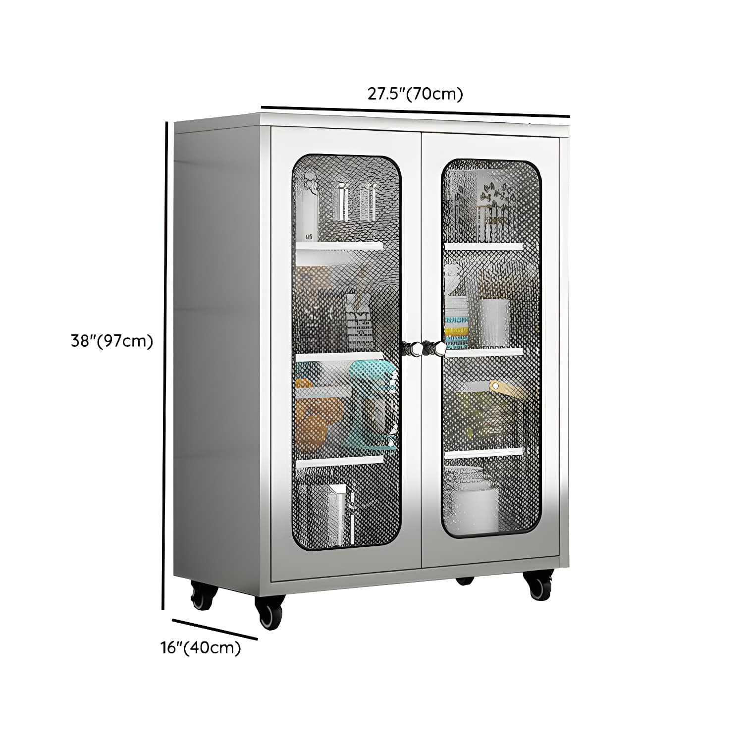Chrome Stainless Steel Sideboard Cabinet with Cabinets, Adjustable Shelves, and Glass Doors - image 19