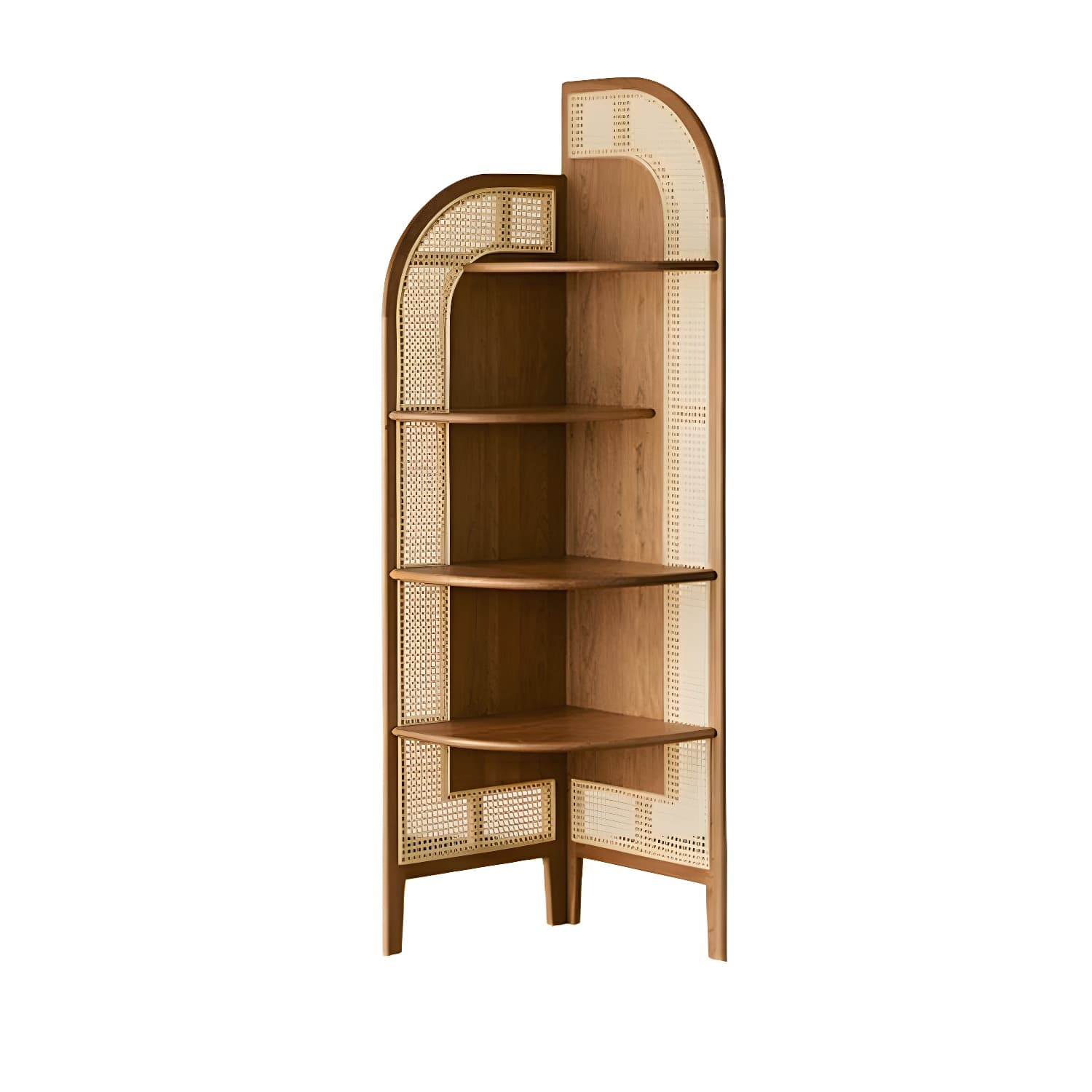 Corner Scandinavian Accent Chest with Wood Countertop and 4 Shelves, Ash Wood Species, Straight Legs - image 7