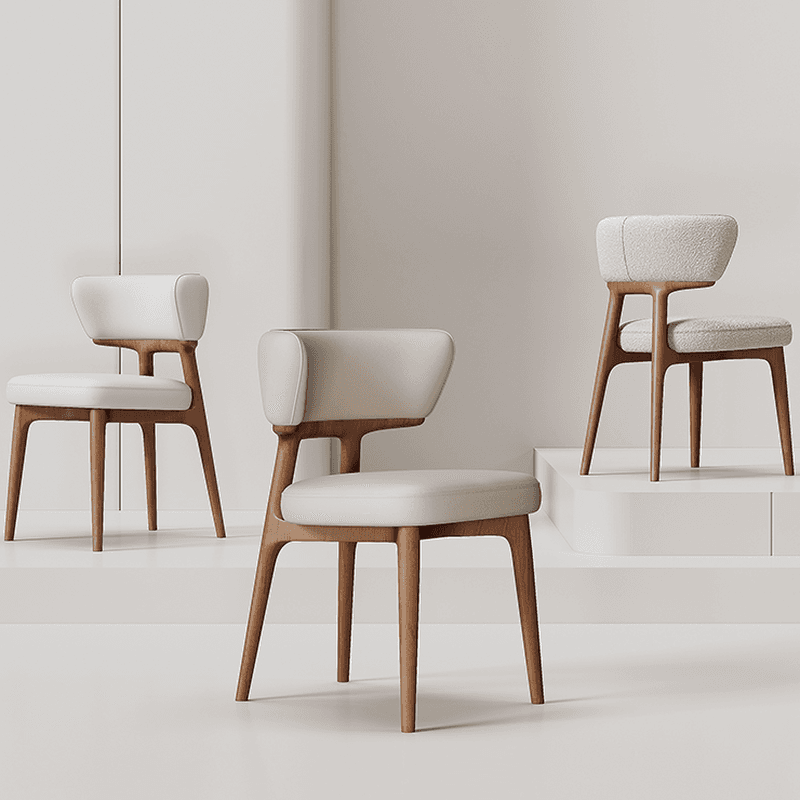 Contemporary Sturdy Side Chair with Uncovered Back, Polyurethane Upholstery, and Lumber Legs Outlined Frame - image 11