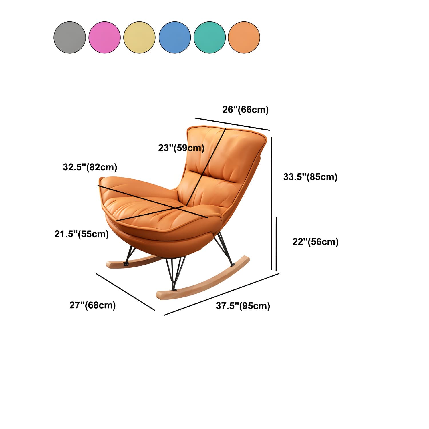 Contemporary Rocking Chair Solid Wood Rocker Chair with Seat Cushion - image 23